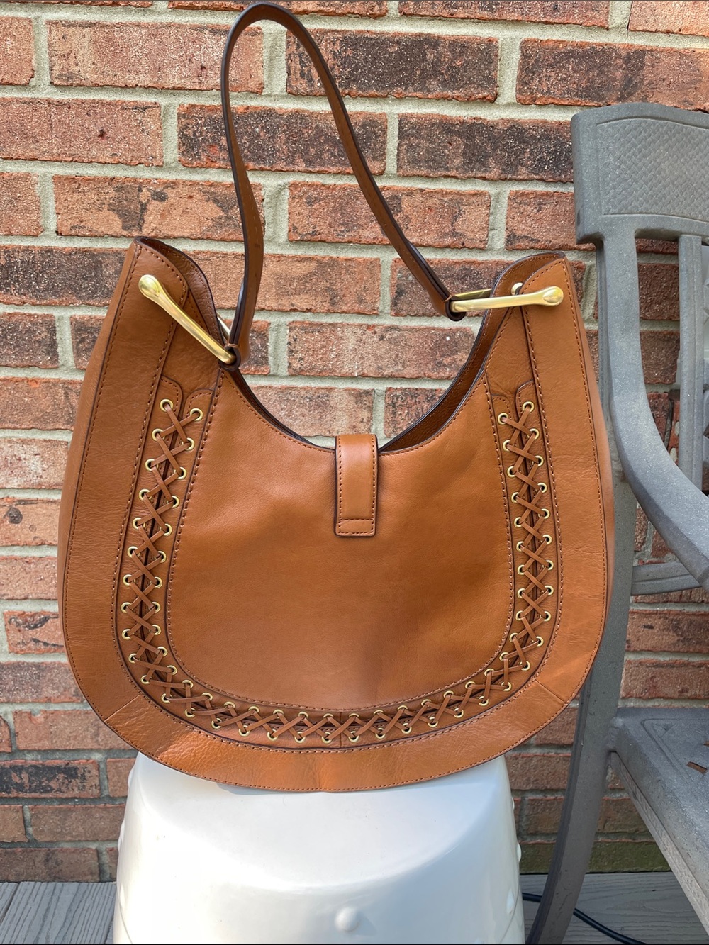 Lauren Ralph Lauren Ashfield Abree Hobo in Field Brown Large - Picture 6 of 10